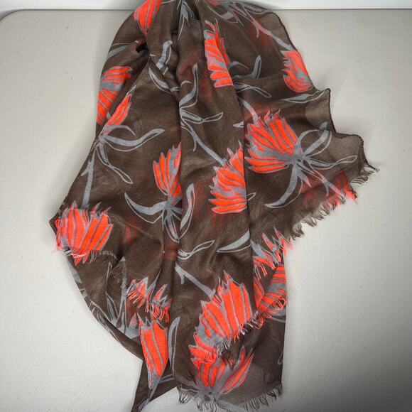 India Hicks Orange & Brown Floral Lightweight Scarf - Picture 6 of 8